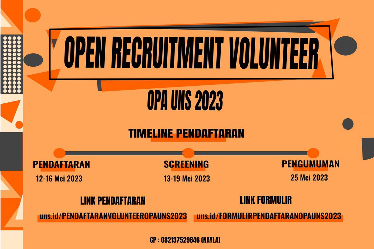opauns_'s tweet photo. [ OPEN RECRUITMENT PANITIA OPA UNS 2023 ]

📢ALUR OPEN RECRUITMENT PANITIA OPA UNS 2023📢*

Unduh dan Mengisi Form Pendaftaran
https://t.co/3eewVHW5NK

Konfirmasi Ke CP 
Format Konfirmasi: Nama_Angkatan_Pilihan 1_Pilihan 2

Contact Person: 082137529646 (Nayla) https://t.co/AsisF4UPjc