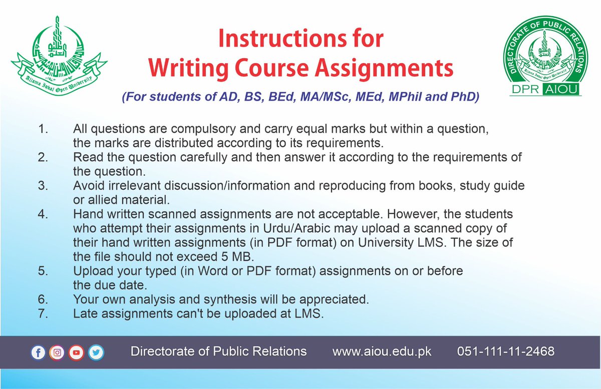 *** How to write and submit course assignments. ***
#aiouactivities #aiounews #aioustudents #aiou_updates #EducationForAll #distancelearning #exams #Assignment #exam #work #course #coursework