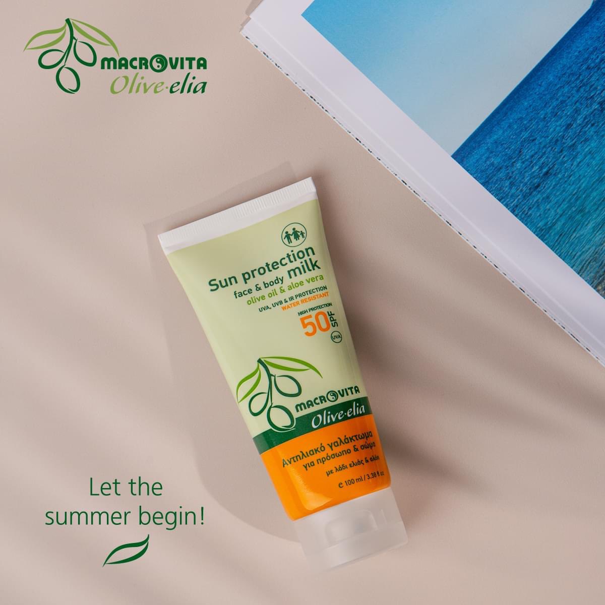 Sun Protection Face & Body Milk SPF50 with olive oil & aloe vera is your ideal summer partner!
#MacrovitaCanada #SunProtection #Face #Body #OliveOil #AloeVera #SPF50