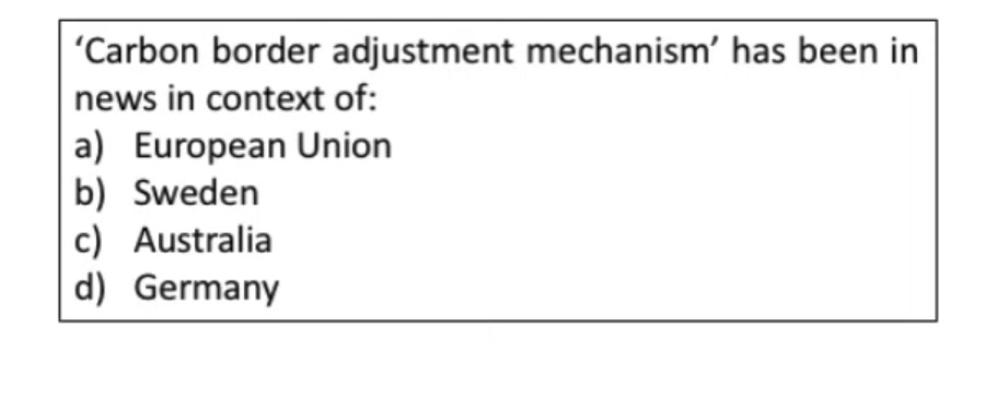 CSExamination's tweet photo. Solve this Practice Question to test your preparation level.

#UPSC #BPSC #UPPSC #HPSC #MPPSC #CGPSC #civilserviceexams #UPSCPrelims2023

[ Do check this space AGAIN after a while for correct answer and necessary explanation ]

#CBAM  #CarbonBorder  #Initiative https://t.co/bF2FyeTkw2
