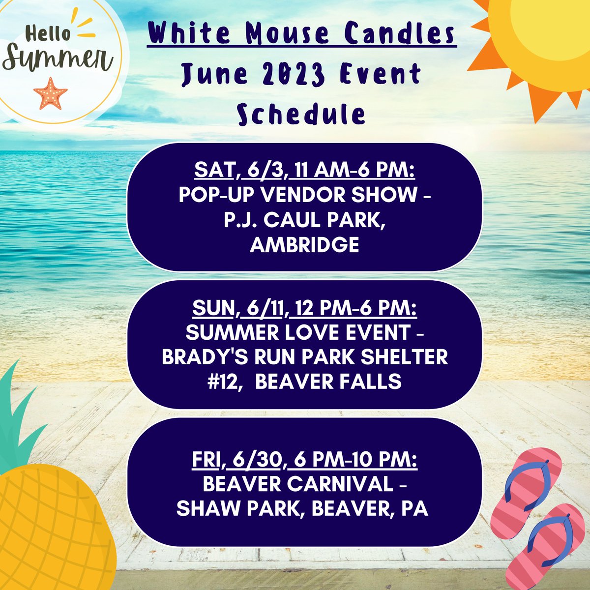 Mark your calendars! Join us at these events in June! Whether you want relaxation, ambiance, or the perfect gift, you'll find it at our booth.🌞#soycandle #soymelts #summercandles #shoplocal   #beavercountypa #ambridge #beaverfallspa #beaverpa #welcomesummer #handmade #craftshow