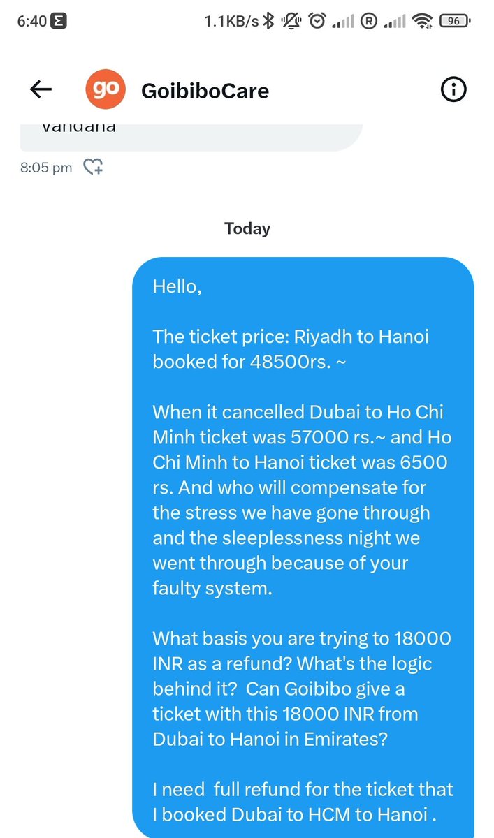 iamthiruu's tweet photo. @GoibiboSupport 
@VsGoibibo
@GulfAir
@emirates

18000 INR refund approval on what basis?

 when the ticket I bought is 65000 INR~ 

What's the reason for denying flight boarding at Dubai?  I still haven't got the answer for this! https://t.co/RtO0FjVYkT