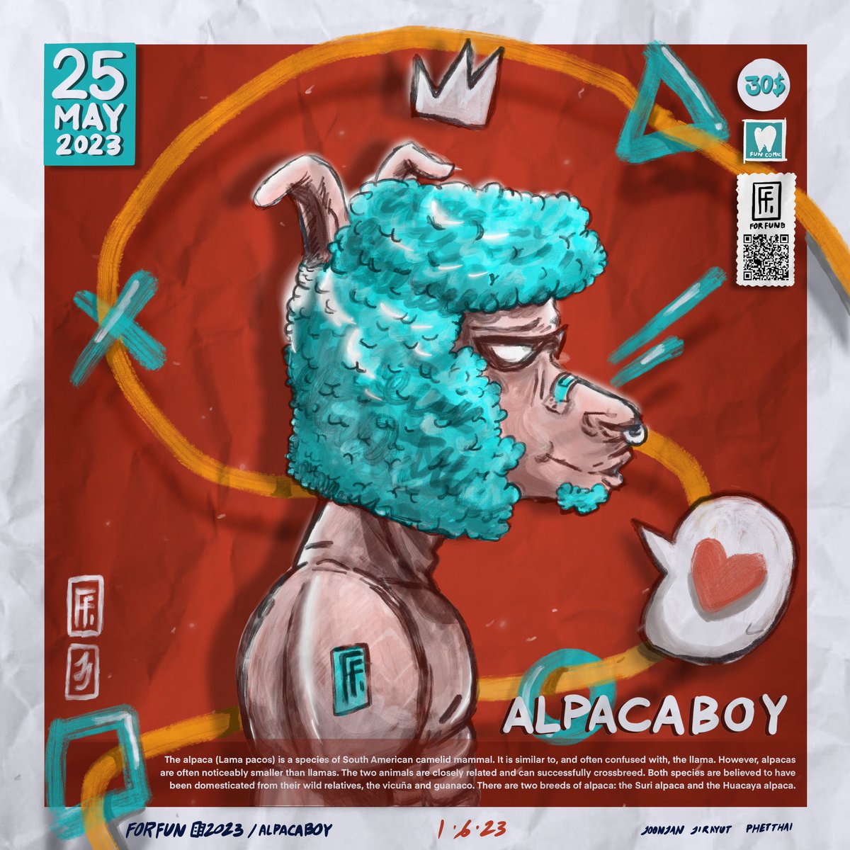 ALPACABOY 🦙➕👶
เรามีความรู้สึกที่ว่าลังเลว่าจะวาดอะไรดีเลือกไม่ถูกก็รวมมันเลยล่ะกัน จริงๆก็ไม่ต่างจากวาดอัลปาปก้าที่ผ่านๆมาแค่คออัลปากาสั้นลงแค่นั้น😂😂😂

จริงๆแล้วมันแค่การวาดย้อมแมวสนองตัวเอง ขอบคุณครับ