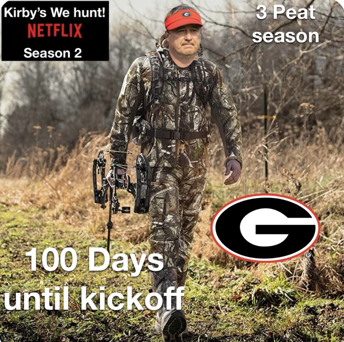 It’s official!! 100 Days until the Dawgs kickoff the 3 peat season!! We Hunt! #GoDawgs