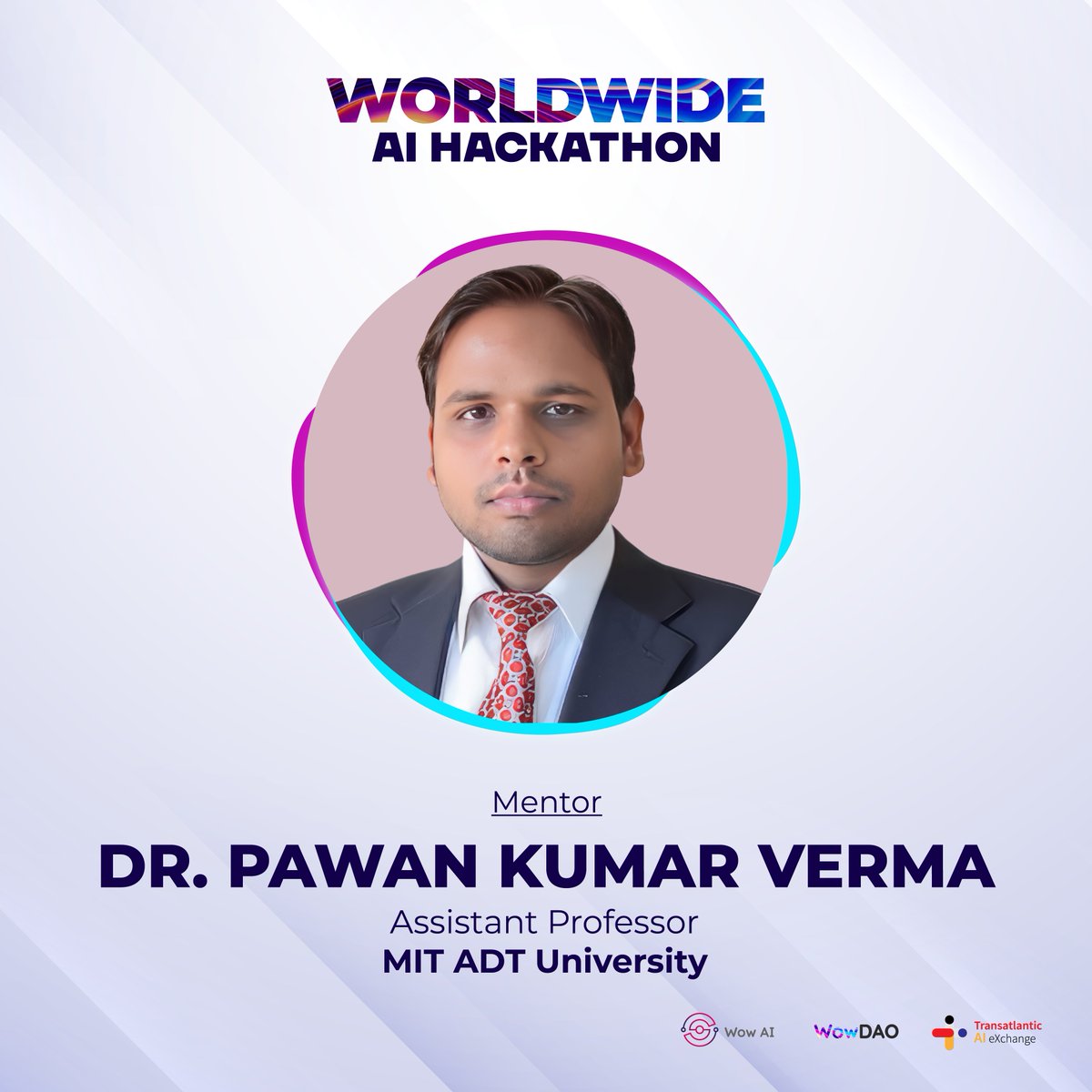 WowDAOAI's tweet photo. Dr. Pawan Kumar Verma, an esteemed mentor at the Worldwide AI Hackathon, is an Assistant Professor at MIT ADT University. With expertise in AI/ML, and Deep Learning, Dr. Verma brings a wealth of knowledge and experience to the hackathon. 

#WorldwideAIHackathon #AI #Hackathon https://t.co/FtSPl0lX5u