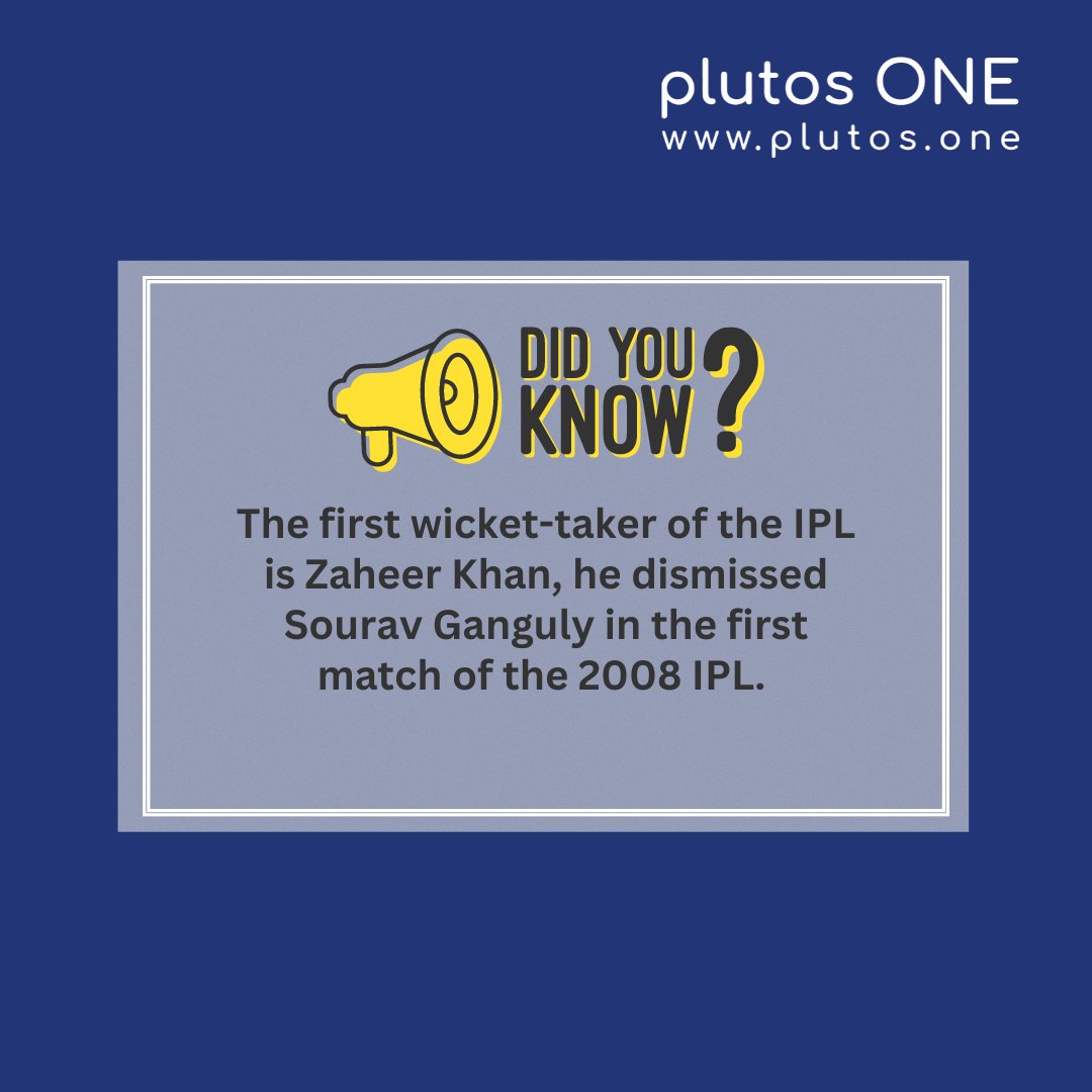 🏏 Zaheer Khan: First IPL wicket-taker! 🌟

#IPLTrivia #CricketFacts #ZaheerKhan #SouravGanguly #didyouknow #ipl #ipl2023 #plutosOne