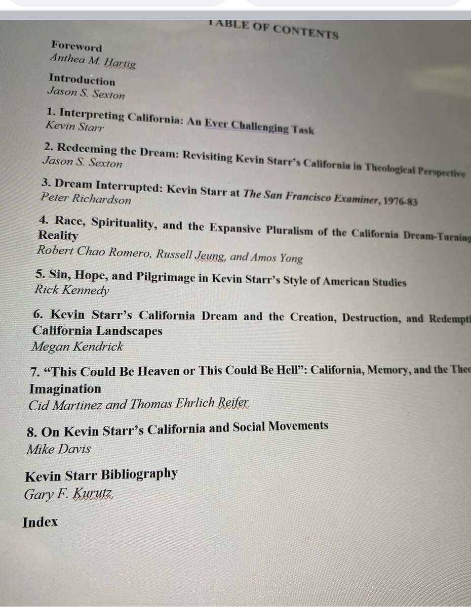 Great to see the chapter that Tom Reifer and I wrote for this edited book on the work of California historian Kevin Starr. It even has a chapter by the late great Mike Davis. Thank you Jason Sexton for all your work putting this together.