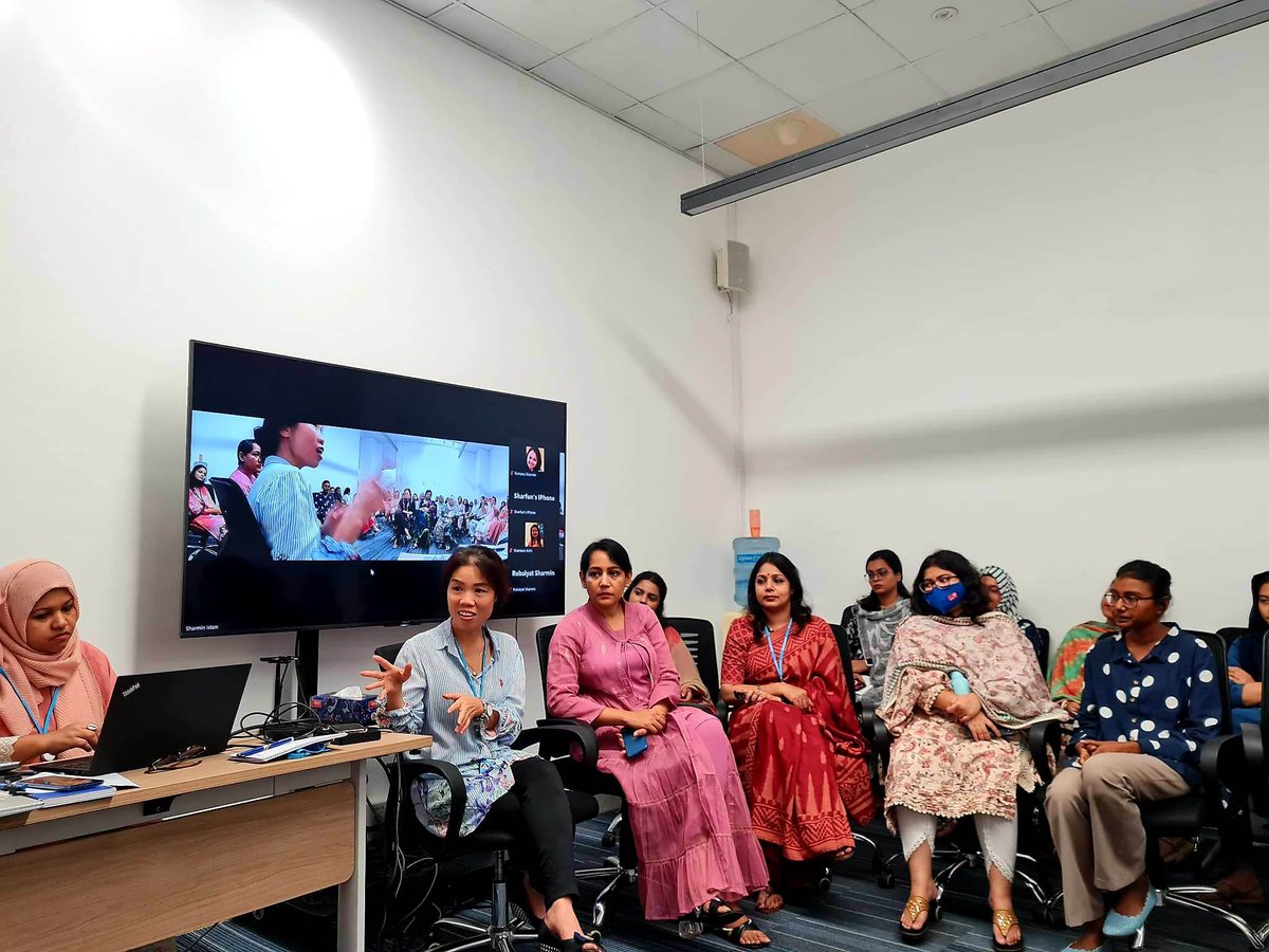 BithikaHasan's tweet photo. As part of @UNDP_BD's continuous efforts for creating a conducive work environment and support staff to maintain proper balance between professional and personal life, a vibrant conversation initiated with the female staff led by @van_ntn in support of @Sharmin_Islam1 https://t.co/y4gV5N7raU