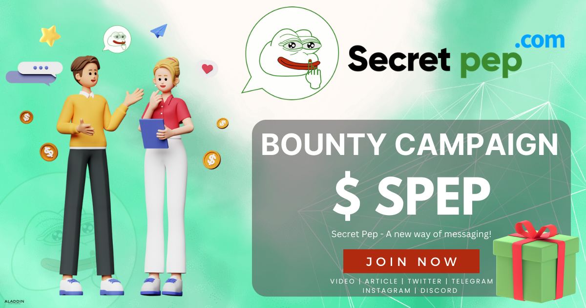 📣  <a href="/SecretPep_/">SecretPEP Official ®</a> $SPEP Bounty Campaign  | 🍸
       Reward Pool: $25 000 worth $SPEP  tokens 🤑

🔼 May 25 - June 8 🔼

🔵  Tokens will be distributed to participants First release of 50% reward on 23rd June next release on 20th July 2023 in the BSC bep20 wallet

🧞 Hosted by