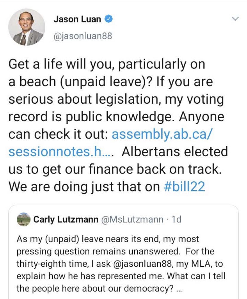 @nwilliamsucp @jasonluan88 @PonJosephine When Jason knocked on my door he said that he never told me to “get a life” (see below) and then he falsely claimed I was the president of the NDP #yyc-Foothills constituency association. That doesn’t sound like someone competent enough to be a leader. #abelxn #AbElection #ableg