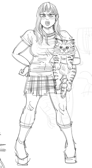 feel like I should share something but all I have is another girl w/cat doodle from a while back...anyway you're welcome