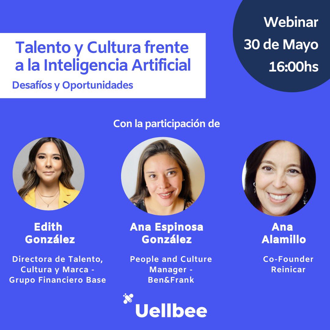 uellbee's tweet photo. ¿Vienes? Porque… quizá pronto las evaluaciones de talento no las haga un ser humano… regístrate aquí: https://t.co/6WrM5rxnaf #IA #Cultura #Talento https://t.co/DcwuvHiQGw