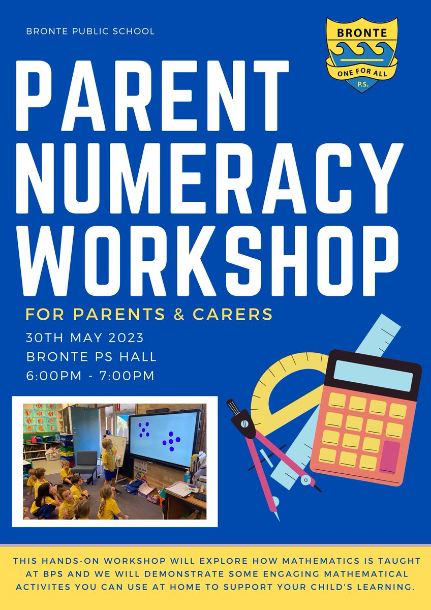 Join the <a href="/BrontePublic/">Bronte Public School</a> #numeracyteam for a #parentworkshop on Mathematics at BPS. 
#sharedlearningpartnerships