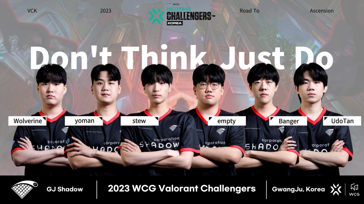 ShadowCorpAgent's tweet image. [2023 WCG Valorant Challengers Korea S2]

2023 WCG Valorant Challengers Korea S2 journey of GJ Shadow ends here. 
Thank you for supporting us🙏

#Shadowcorp #GJS #GJSWIN #Valorant