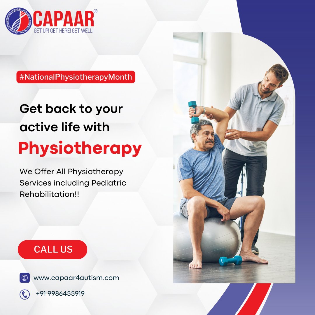 Get back to your active life with #Physiotherapy!! We #CAPAAR offers all types of #PhysiotherapyServices including #PediatricRehabilitation!!

Book Now @ capaar4autism.com or call us at +91 9986455919

#NationalPhysiotherapyMonth #physiotherapy  #Hulimavu #Bangalore