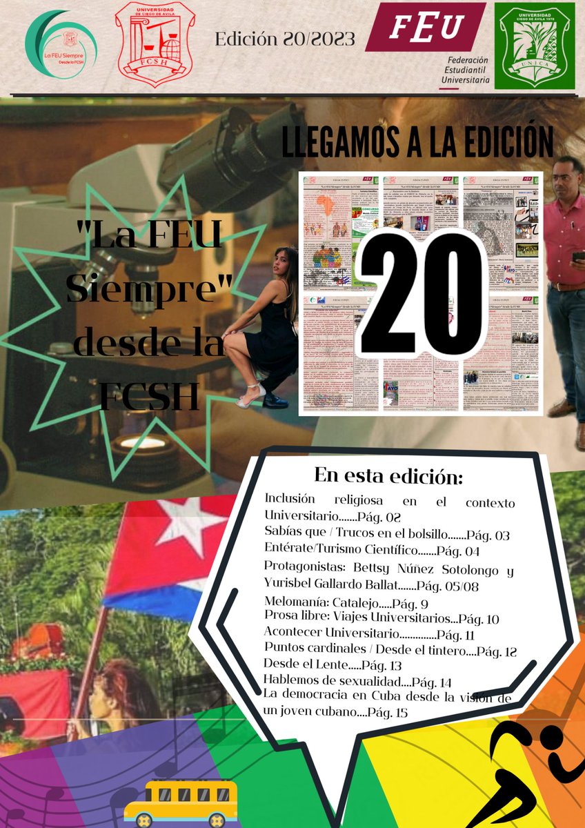 KevinDelgadolv2's tweet photo. Se construye historia desde la #FCSH de la @UNICACu. El Boletín La FEU Siempre desde la FCSH se hace sentir. Ya llega a su Edición 20 y circula en PDF hacia donde el sueño del #TeamSociales logré alcanzar. #UnaMejorJuventud @FeuCuba @gall https://t.co/47uA4qTovc