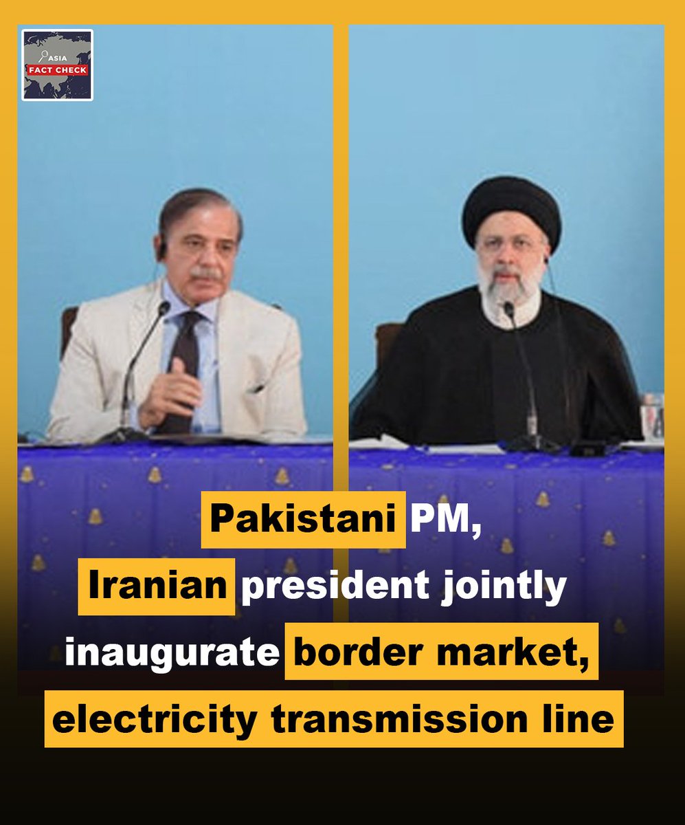 AsiaFactCheck's tweet photo. Borders can't limit cooperation!
Pakistan's PM and Iran's President discuss bilateral relations, exploring new avenues of cooperation.
Let's break barriers and build bridges for mutual progress.
#Pakistan #Iran #CrossBorderPartnership #UnleashingPotential #MarketConnectivity https://t.co/9zlEC405zs