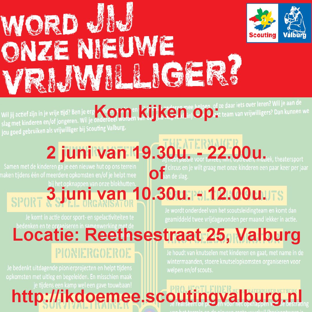 Inloopdagen op 2  en 3 juni bij onze  blokhut aan de Reethsestraat 25 in Valburg. #ikdoemee #valburg #vrijwilligersgezocht #vrijwilligerswerk  #elst #verenigingsleven #avontuur #vrijwilligerswerk #overbetuwe #scouting #jongeren #scoutingIsFun #uitdaging #vacature  #oosterhout