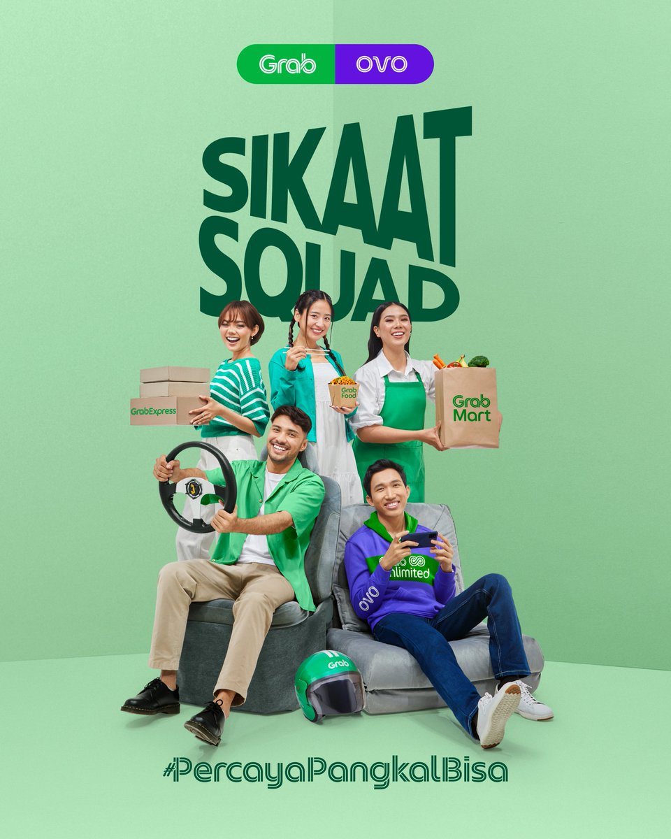 Taraaaaa, kenalin, mereka adalah...

✨✨ SIKAAT Squad! ✨✨

Para jagoan yang mewakili semangat Grab dan OVO untuk sikaat semua tantangan sehari-hari. Mereka punya satu moto yaitu #PercayaPangkalBisa! #SikaatSquad