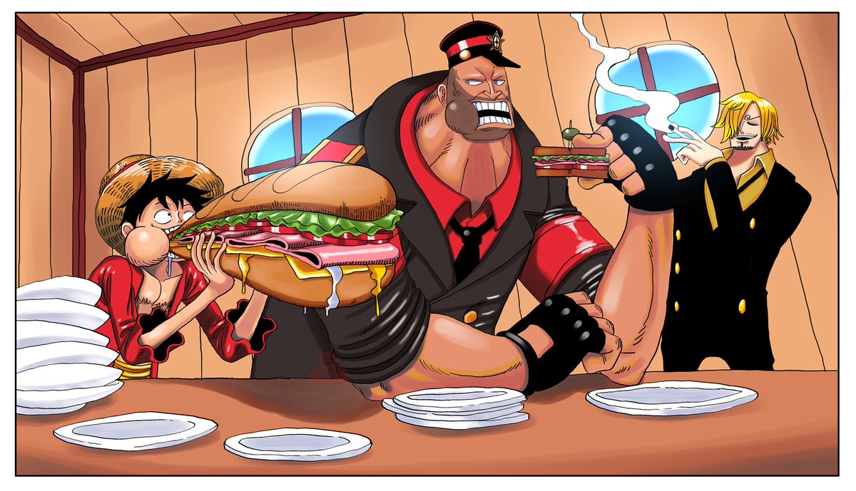 MrKenen's tweet image. Lunch Buddies #ONEPIECE #TeamFortress2