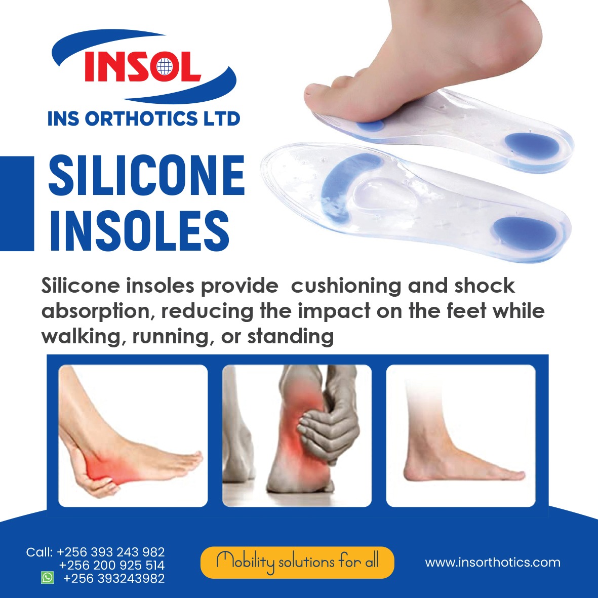 Silicon insoles provide comfort and support to your feet. They are crafted from high-quality silicone material to provide exceptional cushioning and shock absorption to distribute  weight more evenly, reducing excessive pressure on specific areas like the balls of the feet.
