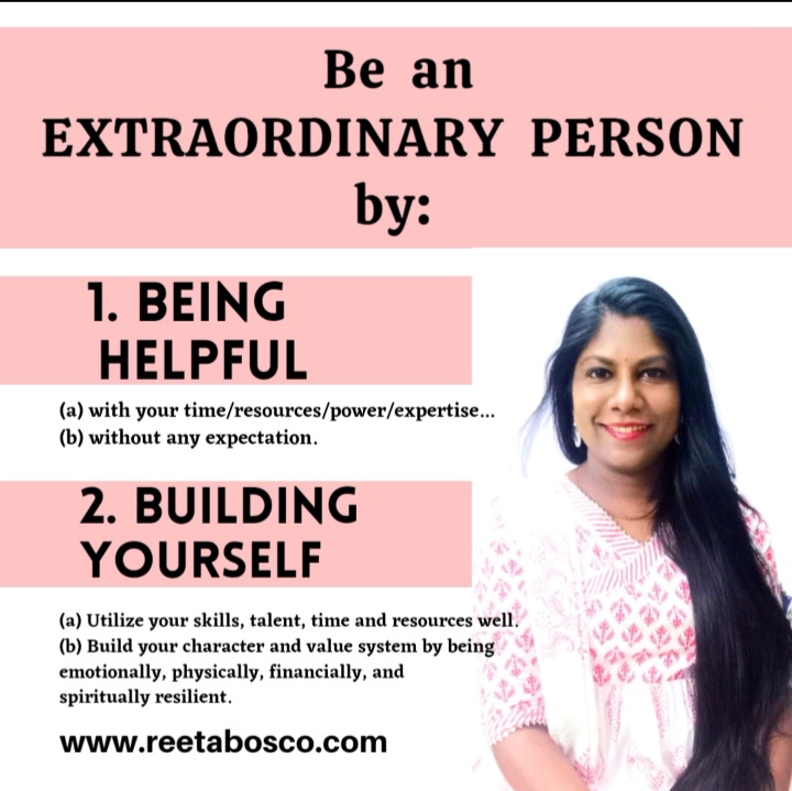 POSTS 2023 

Be an EXTRAORDINARY PERSON... 

#reetabosco #lifecoach #lifecoaching #lifecoachforteens #lifecoachformen #lifecoachforwomen #lifecoachforstudents #connect #network #discover #growth  #businessideas #visualthinker #visualcreator #lifeskills #lifeskillstraing