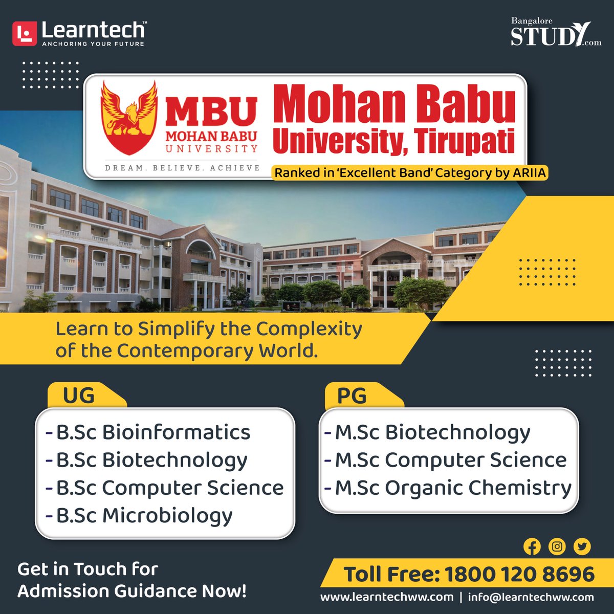 Become a Science guru at Mohan Babu University, Tirupati.

Contact us :

Toll Free: 1800 120 8696 
for admission guidance to pursue B.Sc M.Sc courses.

#BSC2023 #MSC2023 #admissions #guidance #topcolleges #bangalorestudy #mbu #Tirupati