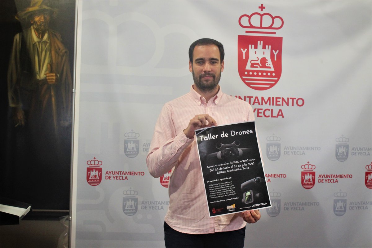 Abierto el plazo de inscripciones para el Taller de Drones organizado por la Concejalía de Juventud.

El taller está destinado a jóvenes de 16 hasta los 35 años.

Consulta el fin de plazo para inscribirte.

yecla.es/agenda/taller-…