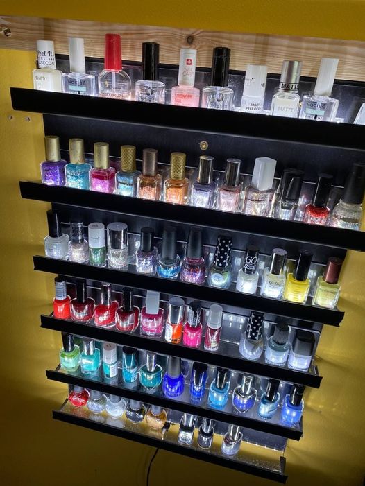 swindonmakers's tweet photo. One of our members has created a masterpiece that combines functionality and beauty. The rack not only holds your beloved nail varnishes but also features mesmerizing LED lighting that illuminates each bottle like a work of art. 

#Swindon #Makerspace
#design https://t.co/PHBKJ7JgSn