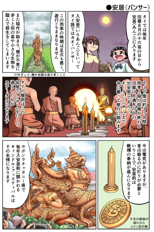3 タイのお寺の仕組みなど(3/4) 重要な仏教の日・布薩・安居