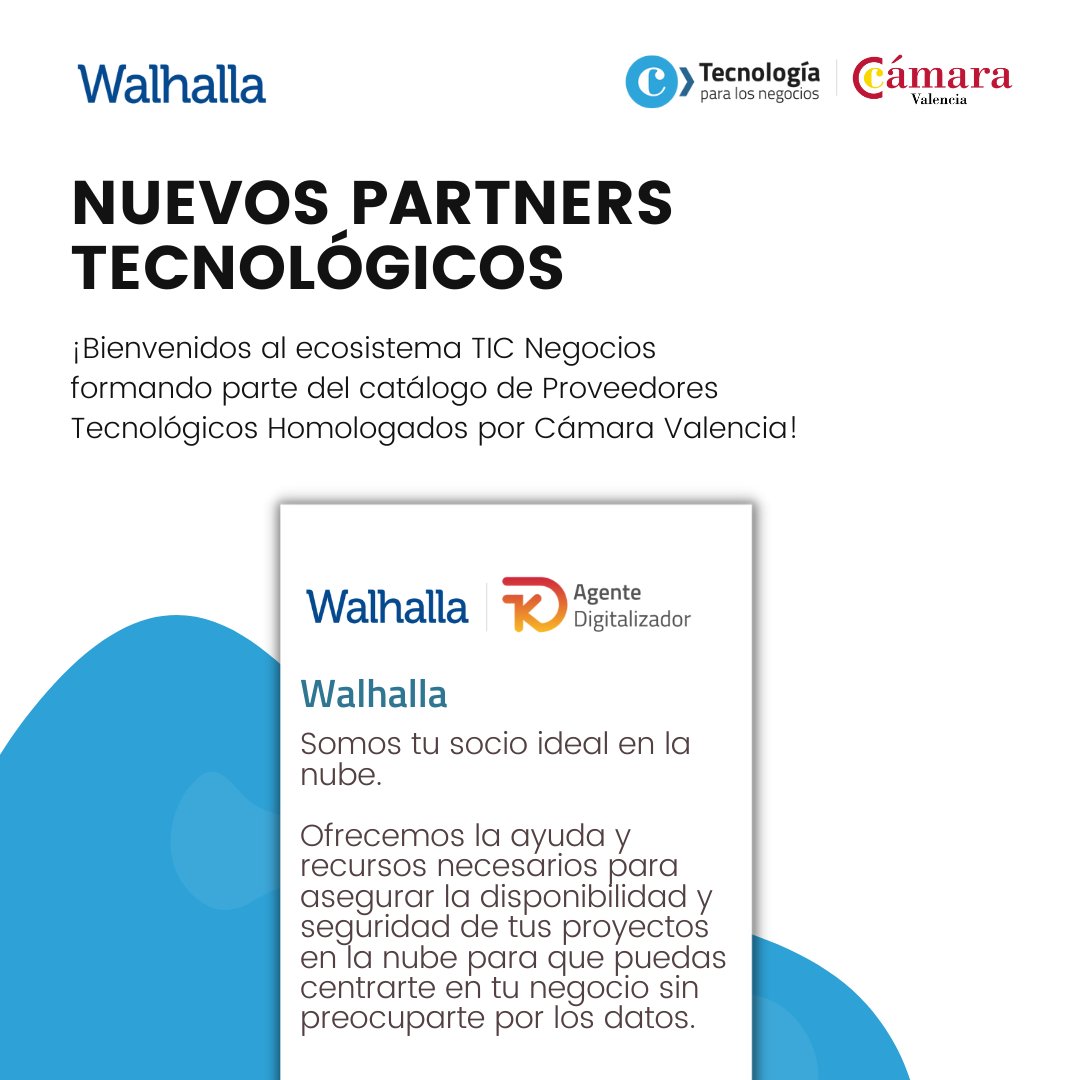 ¡Damos la bienvenida al ecosistema de <a href="/TICnegociosVLC/">TICNegocios | Cámara Valencia</a> a <a href="/WalhallaCloud/">Walhalla</a>! 🎉

Un equipazo de expertos en diversas tecnologías con una pasión en común, el Cloud ☁

De hecho, ellos mismos se definen como el "Socio Ideal en la Nube" 👀

Conócelos más 💫
➡ bit.ly/3o8YoZX ⬅