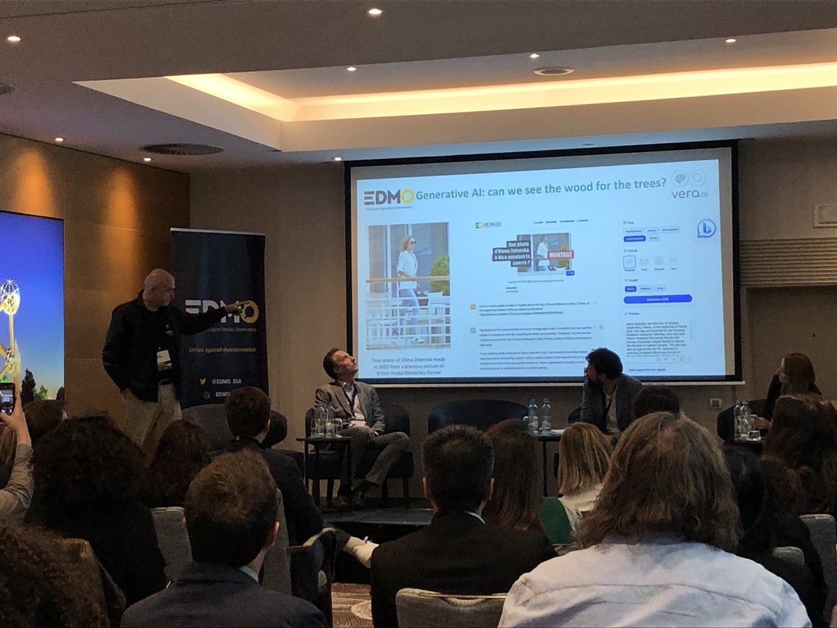 .@dteyssou now outlining work coming out of vera:ai that is made available to all #EDMOeu hubs as well as any investigator. 
#disinformation and #OSINT in action at @EDMO_EUI Annual Conference