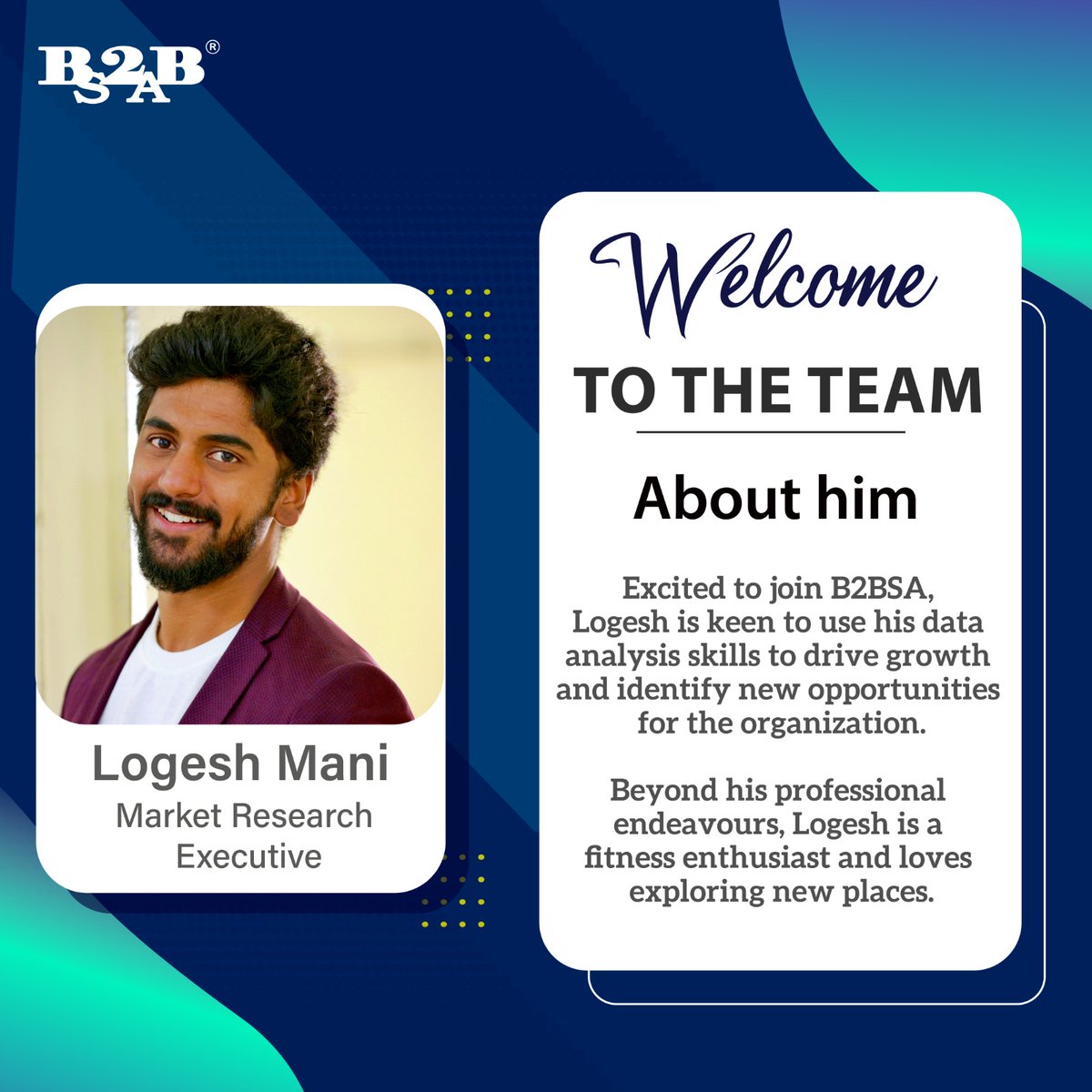 🥁 #WelcomeAboard #NewHire 🎉

We are delighted to #welcome Logesh Mani as Market Research Executive to our growing B2B Sales Arrow family. 

Congratulations, Logesh! We look forward to scaling new heights together! 🥳

#teambuilding #newteammate #marketresearch #b2bsalesarrow