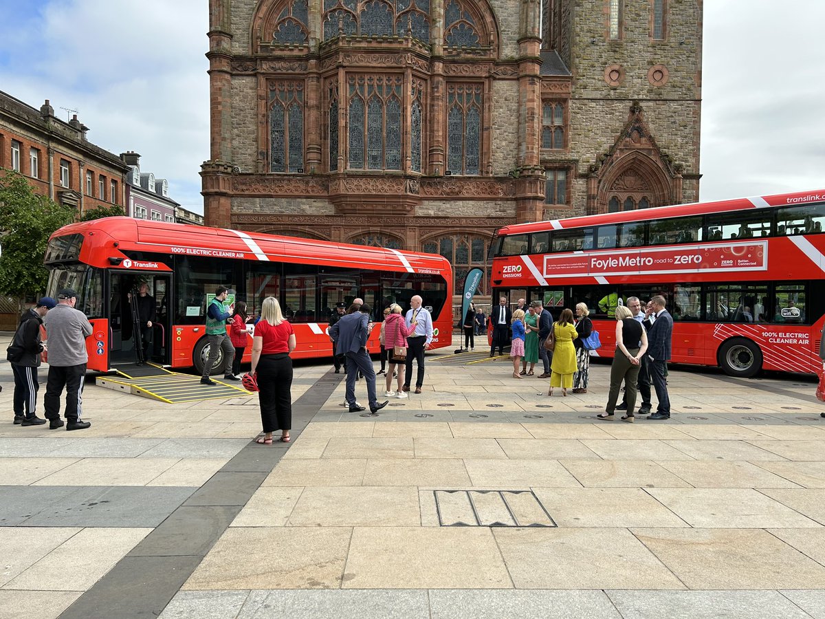 Great to be at the launch of the new Zero Emission fleet for Foyle Metro in Derry. Good to see design discussions translated into improved accessibility. @deptinfra @Translink_NI