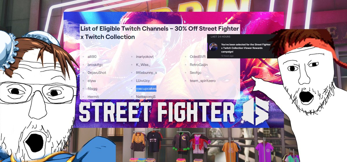 mscupcake91's tweet photo. I was chosen to be part of the @StreetFighter x @TwitchUKI viewer rewards campaign!

If you watch my SF6 stream on the 2nd of June you'll get a lovely 30% discount on sweet merch!

More details on the twitch blog 💜 https://t.co/s6i2OTvkzO