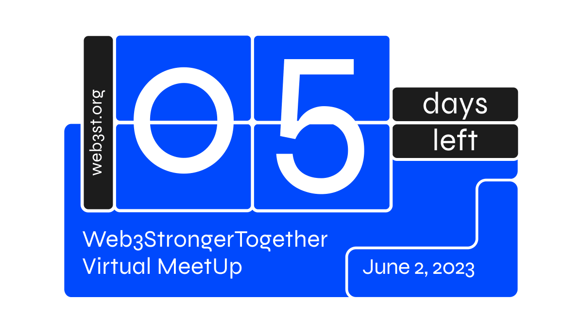 🚀 Only 5 days left until our highly anticipated #Web3StrongerTogether Virtual MeetUp! 🌐🤝 Don't miss out on this incredible opportunity!👇 linkedin.com/events/7063913… Register now and mark your calendars. Let's unite and make a difference! #Web3 #VirtualMeetUp