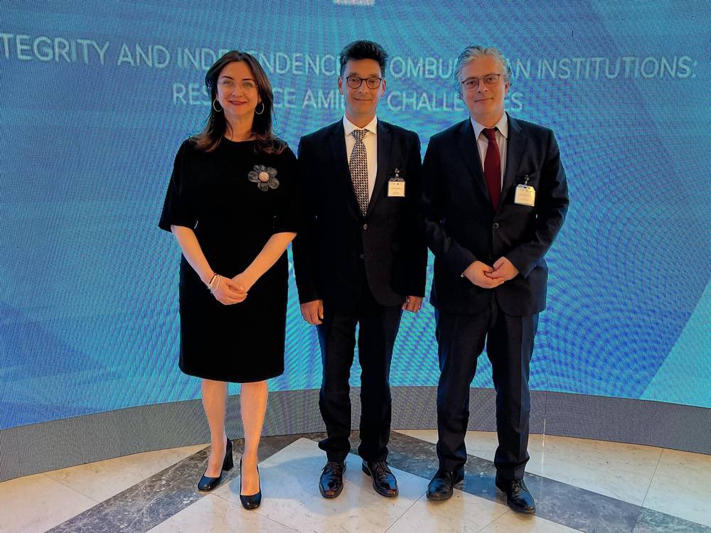 The Association of Mediterranean Ombudsmen welcomes our new 1st Vice-President, Ombudsman of Slovenia Peter Svetina <a href="/VaruhCPRS/">Varuh človekovih pravic | Human Rights Ombudsman</a> (middle) elected unanimously today by AOM General Assembly in Prishtina, Kosovo.