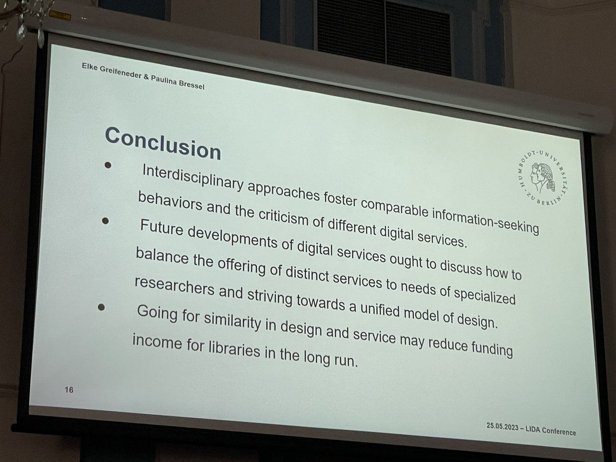 Design of information services needn’t necessarily be different. Intuitive use is important in specialised environments, argue Elke Greifender &amp; Paulina Bressel 
#LIDA2023 <a href="/IBI_HU/">IBI der HU Berlin</a>