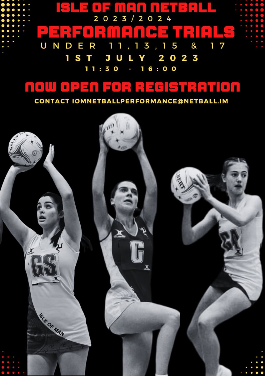 Love netball?, of course you do!; 
Dates for your diaries for any of our youngsters looking to trial for the performance squad's.⭐