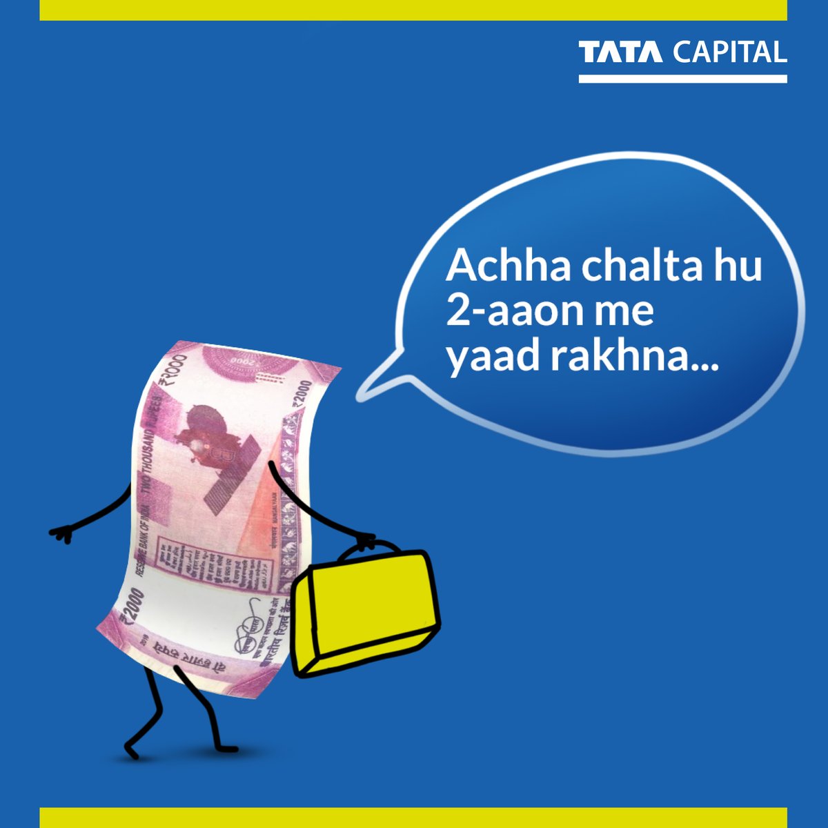 tatacapital's tweet photo. Yeh jawaani thi deewani...👋
#2000NotesWithdrawn #FinancialNews #Trending #2000Note https://t.co/HFmCKbQUe0