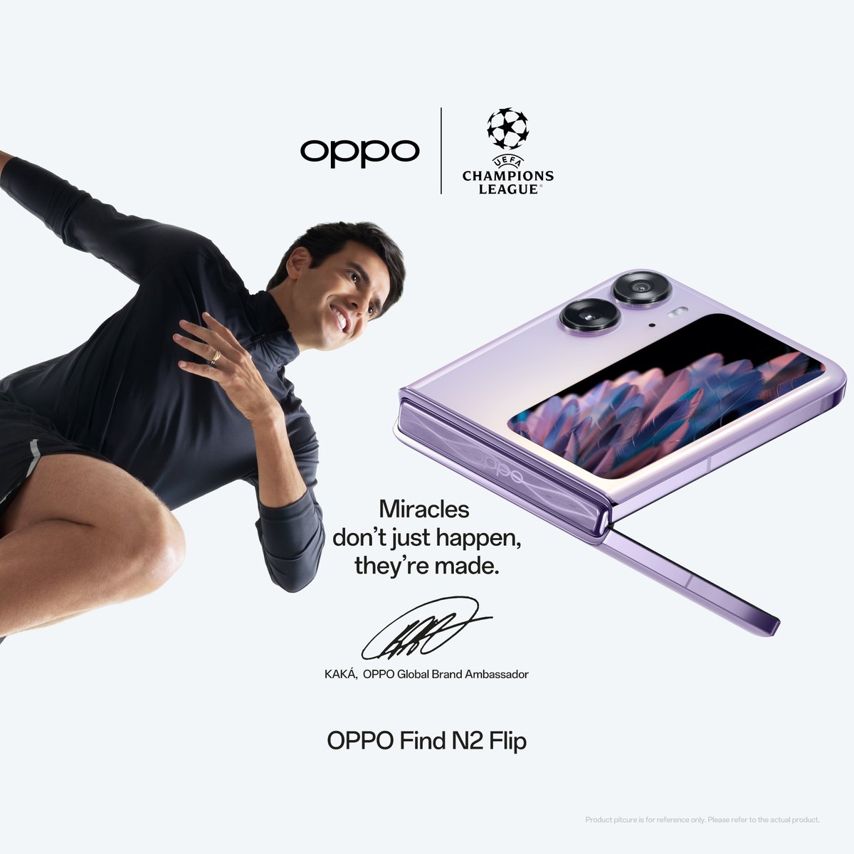 OPPOIndonesia's tweet photo. Kami bangga bisa mengumumkan bahwa sang legenda sepak bola @KAKA secara resmi menjadi bagian keluarga OPPO sebagai Global Brand Ambassador 🤩 #OPPOxKAKA 

#MakeYourMiracle #UCL #OPPOFindN2Flip https://t.co/fhldSIK3Kc