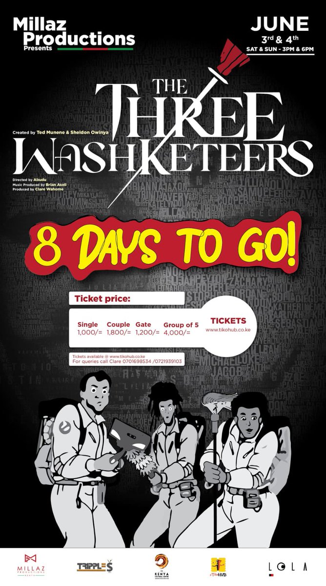 Abudu_S's tweet photo. Sharing my passion and talent with the world.
8 Days to go!!
#TheThreeWashketeers
#TheThreeWashketeers
#TheThreeWashkateers
#TheThreeWashkateers
#TheThreeWashketeers

Grab your tickets here… https://t.co/j6Vlgsqa9n https://t.co/mYtdnEg0iz