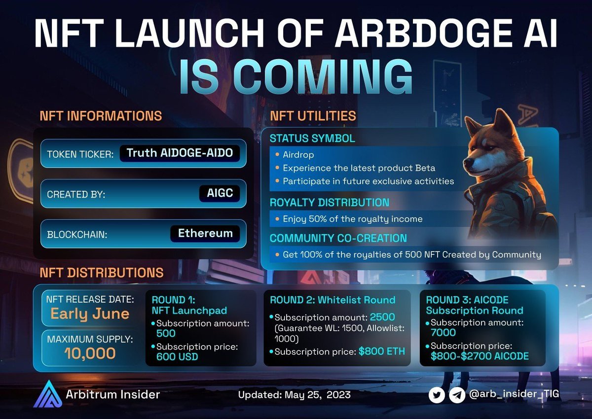 Get ready for an exciting NFT launch on ArbDoge AI! 🚀 Join us for the  upcoming