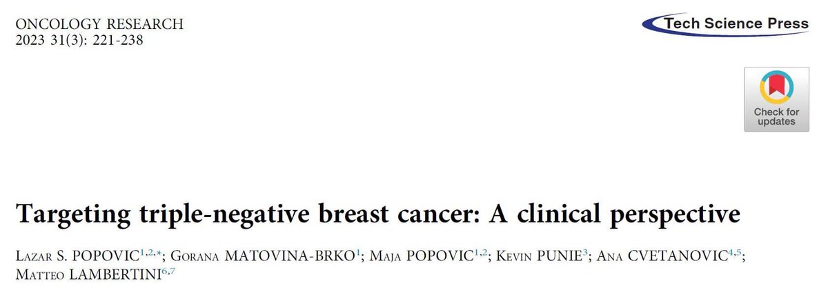 Our new publication on #triplenegativebreastcancer 
#oncoalert
#iamapractisingoncologist