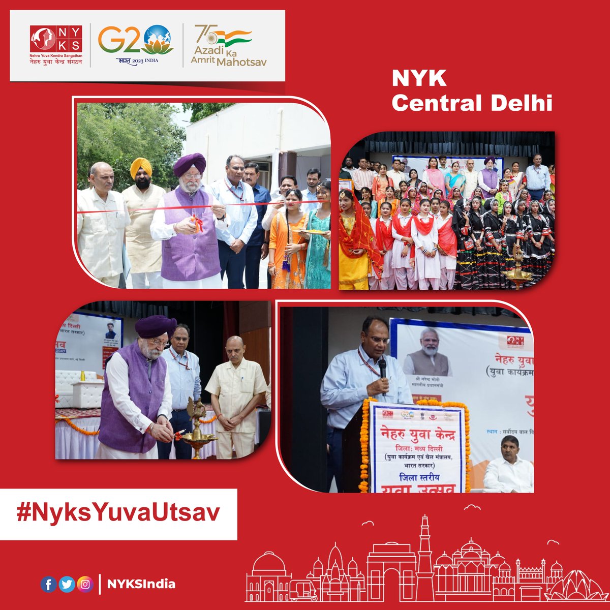 Hon'ble Union Minister Shri Hardeep Singh Puri (@HardeepSPuri) inaugurated the #YuvaUtsav2023 program organized by Nehru Yuva Kendra Central Delhi (@NYKCENTRALDELHI) along with JS YAS and DG NYKS Shri Nitesh Kumar Mishra (@NITKM2021).

#NyksYuvaUtsav