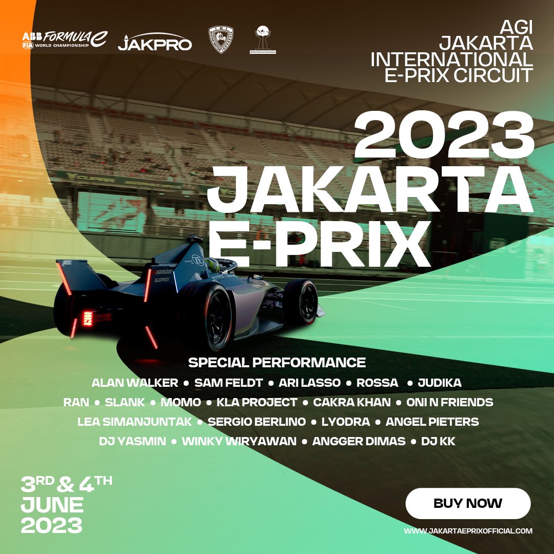 Jangan sampe kelewatan 2023 Jakarta E-Prix tanggal 3 & 4 Juni 2023! Beli tiketnya sekarang di jakartaeprixofficial.com sebelum kehabisan!

#FormulaE #FormulaEJakarta  #JakartaEPrix #JakartaEPrix2023 #2023JakartaEPrix #ABBFormulaE #FIAFormulaE  #Motorsport #Automotive #Sportscar