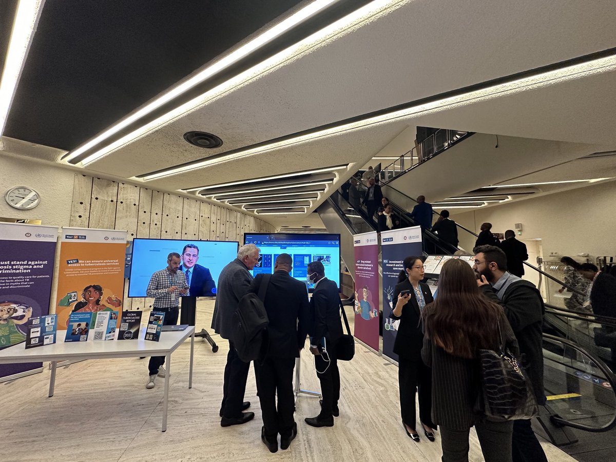 Are you at #WHA76? Come visit our #EndTB interactive booth at the #UN Palais on level 1 for the latest updates, guidance and #TB apps.  Join our <a href="/WHO/">World Health Organization (WHO)</a> Round Table on Ending TB today from 13:00 14:15hrs CEST in Room XVIII with a distinguished line-up of high level speakers.