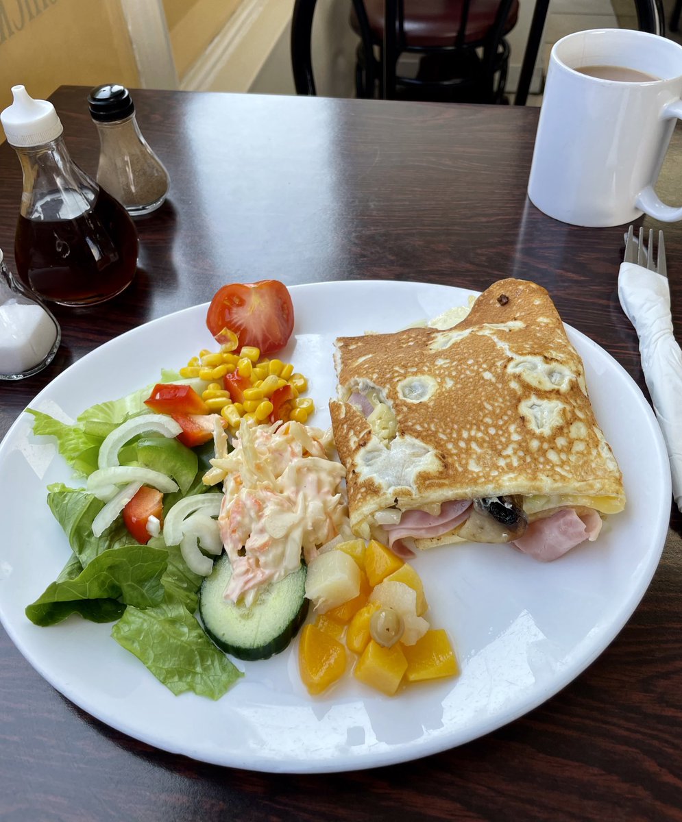 A late breakfast while the Volvo has its MOT! #Torbaydos #CafeLife #Omelette