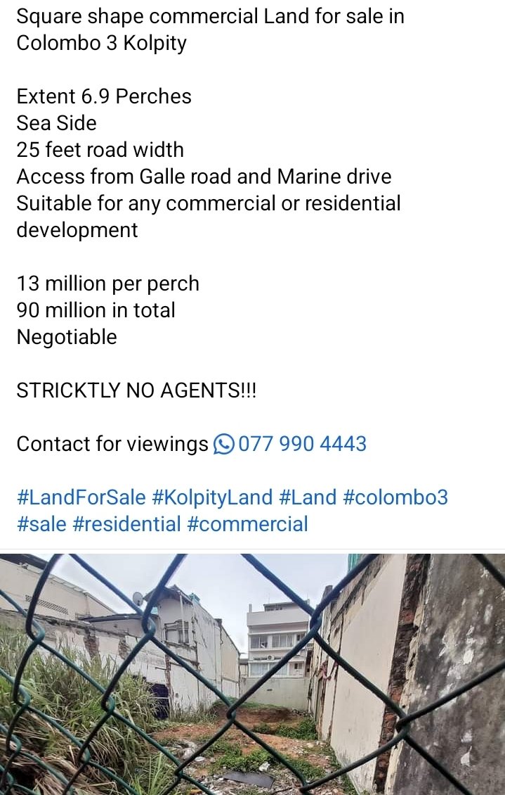 PanoramasRealty's tweet photo. Land for sale in Kolpity, Colombo 3 90 million
+94 77 990 4443

#kolpity #LandForSale #land #sale #commercial #residential #investment #business #investor #CSE #SriLanka #colombo #colombo3 #GalleRoad #MarineDrive #seaview #seaside https://t.co/Bkk9ezREJ6