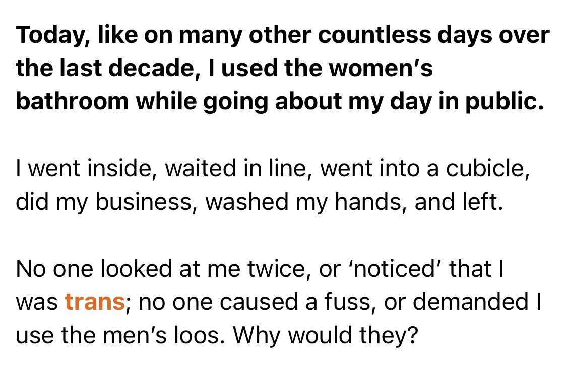 roseveniceallan's tweet photo. Maybe women in the bathroom don’t look at you twice because they are afraid of you. Everyone knows you’re a man. https://t.co/UNMg5JGVS5